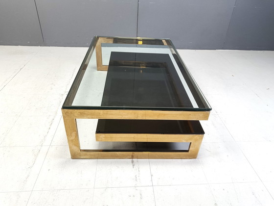 Image 1 of Table basse vintage à deux niveaux en belgochrome 23Kt, 1970S