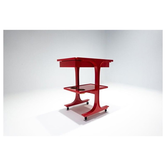 Image 1 of Chariot de service rouge vintage par Gianfranco Frattini pour Bernini, Italie 1960