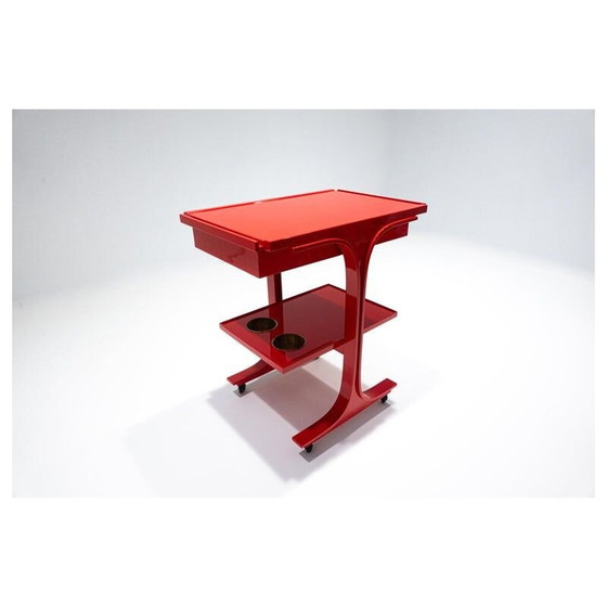 Image 1 of Chariot de service rouge vintage par Gianfranco Frattini pour Bernini, Italie 1960