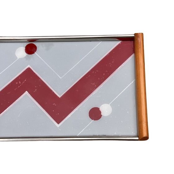 Image 1 of Plateau vintage en bois et verre pour Holzsieb Bt Wasungen, Allemagne 1960