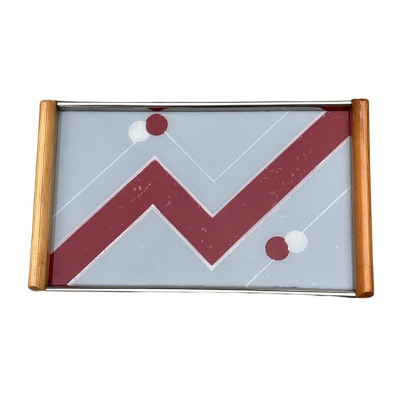 Image 1 of Plateau vintage en bois et verre pour Holzsieb Bt Wasungen, Allemagne 1960