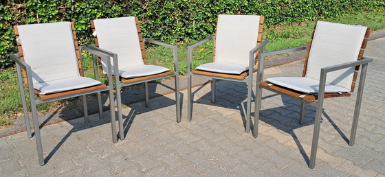 Image 1 of 4 chaises Tribu Inox Natal Alu Teck avec coussins Tribu