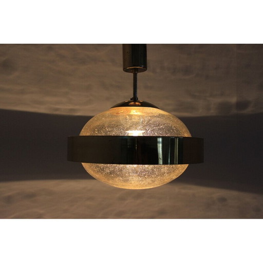 Suspension vintage en verre et laiton par Kamenický Šenov, 1970