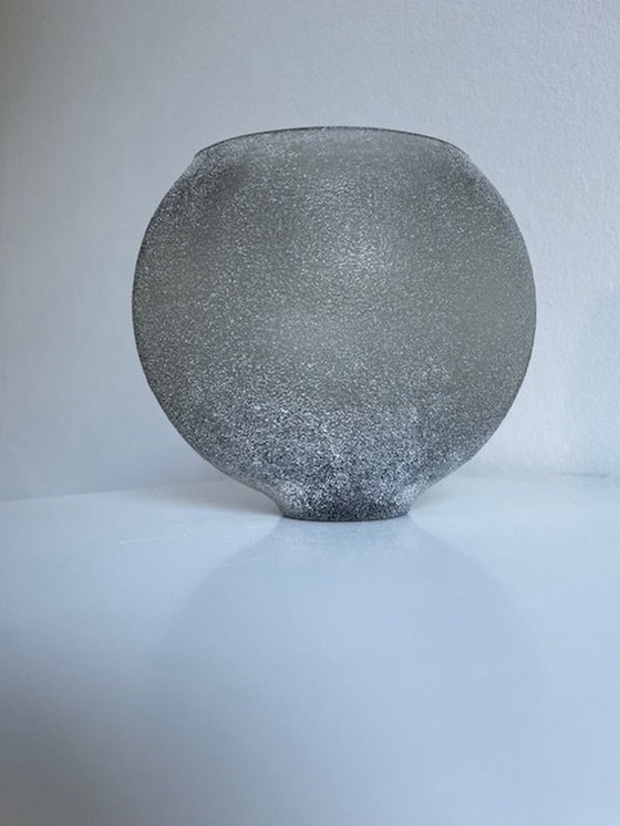 Image 1 of Vase Elips Verre rugueux gris argenté