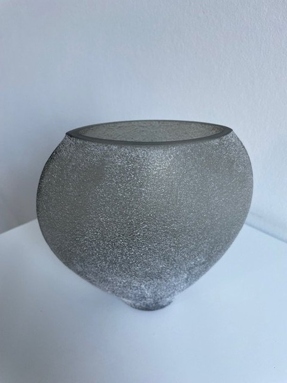 Image 1 of Vase Elips Verre rugueux gris argenté