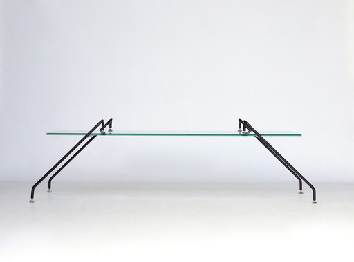 Table basse suspendue en verre par Paul Wintermans, 1980S