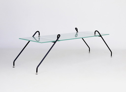 Table basse suspendue en verre par Paul Wintermans, 1980S