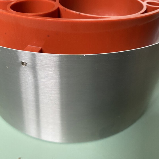 Image 1 of Paire de plafonniers "Alliance" vintage en aluminium brossé et verre pour Raak, Pays-Bas 1968