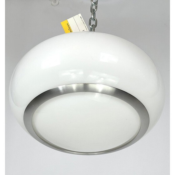 Image 1 of Lampe suspendue vintage en aluminium et perspex blanc par Stilux Milano, 1960