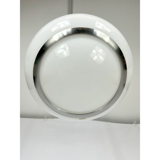 Image 1 of Lampe suspendue vintage en aluminium et perspex blanc par Stilux Milano, 1960