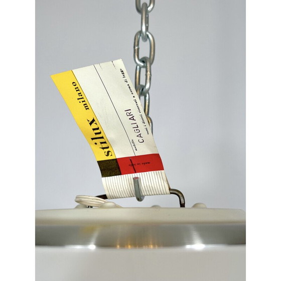 Image 1 of Lampe suspendue vintage en aluminium et perspex blanc par Stilux Milano, 1960