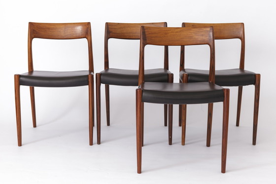 Image 1 of 5 Chaises Niels Moller, 1950S, Modèle 77, danoises, bois de rose