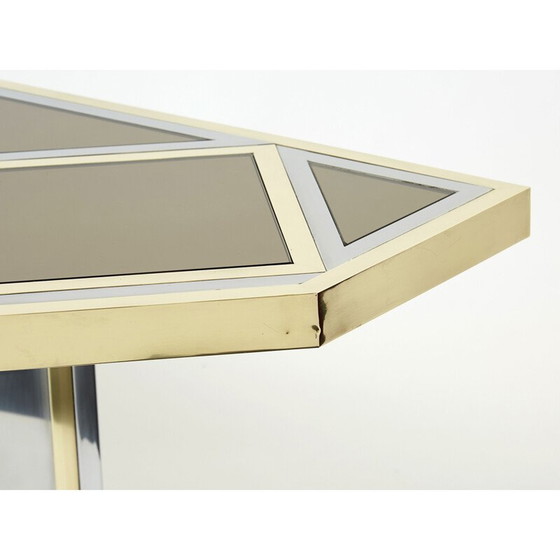 Image 1 of Console vintage en laiton et verre opale par Romeo Rega, 1970