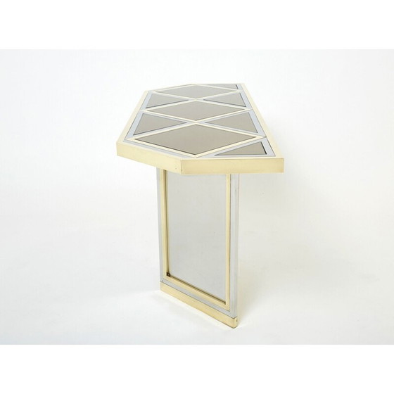 Image 1 of Console vintage en laiton et verre opale par Romeo Rega, 1970
