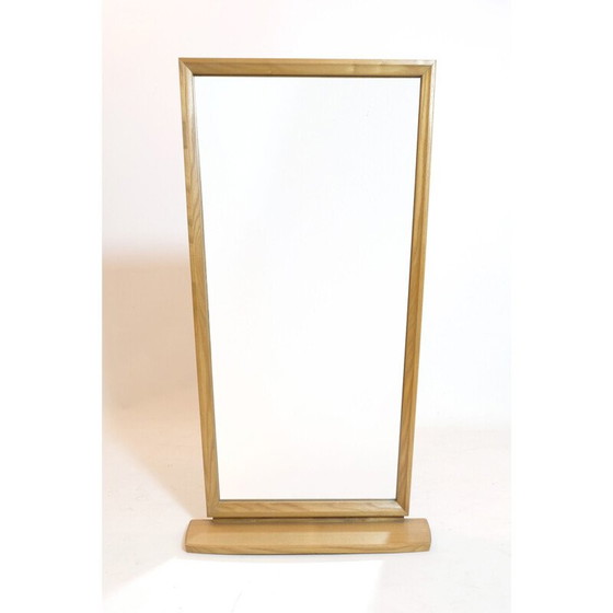 Image 1 of Miroir vintage avec étagère en bois blond, Suisse 1960