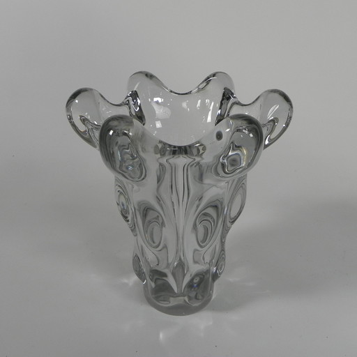 Vase en cristal Art Vannes France, 27 cm de haut, années 1950