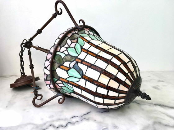 Image 1 of Grande Suspension Style Tiffany Art Nouveau