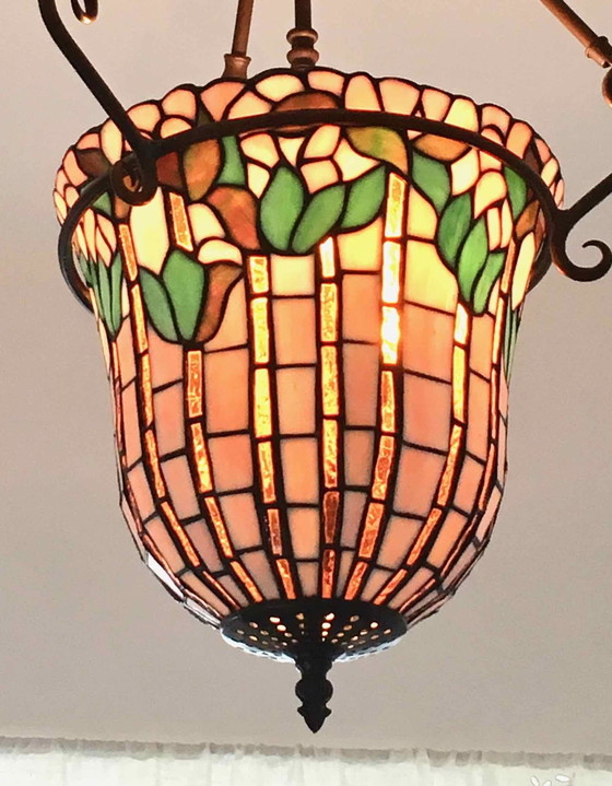 Image 1 of Grande Suspension Style Tiffany Art Nouveau