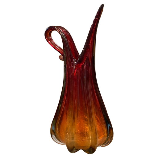 Vase en verre de Murano rouge de Flavio Poli, années 1970