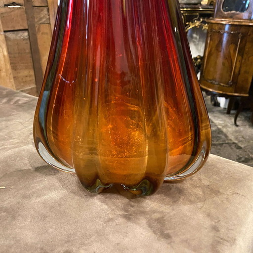 Vase en verre de Murano rouge de Flavio Poli, années 1970