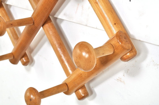 Image 1 of Porte-manteau mural vintage en hêtre Harmonica 1960s