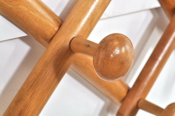 Image 1 of Porte-manteau mural vintage en hêtre Harmonica 1960s