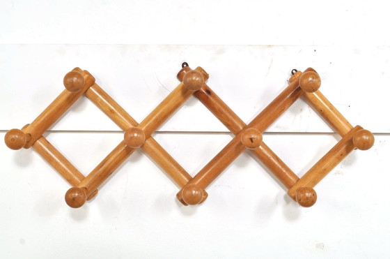 Image 1 of Porte-manteau mural vintage en hêtre Harmonica 1960s