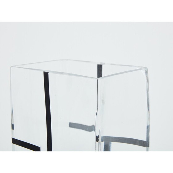 Image 1 of Vase Vintage Art Déco en verre noir transparent et dépoli par Anatole Riecke, 1932