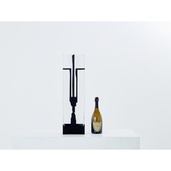 Image 1 of Vase Vintage Art Déco en verre noir transparent et dépoli par Anatole Riecke, 1932