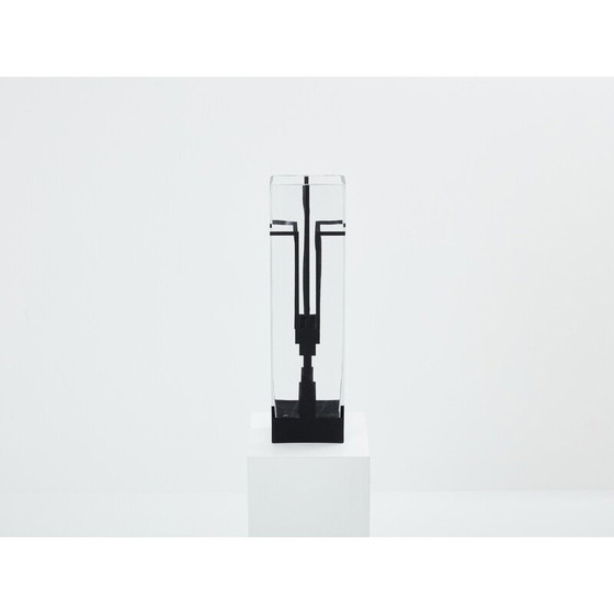 Image 1 of Vase Vintage Art Déco en verre noir transparent et dépoli par Anatole Riecke, 1932