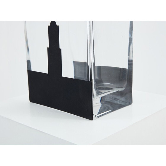 Image 1 of Vase Vintage Art Déco en verre noir transparent et dépoli par Anatole Riecke, 1932