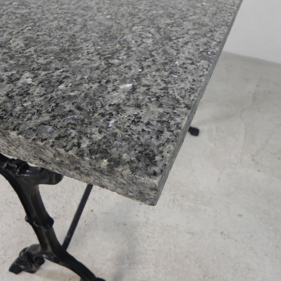 Image 1 of Table de jardin, table de bistrot avec plateau en granit, années 1930