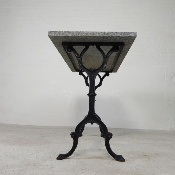 Image 1 of Table de jardin, table de bistrot avec plateau en granit, années 1930