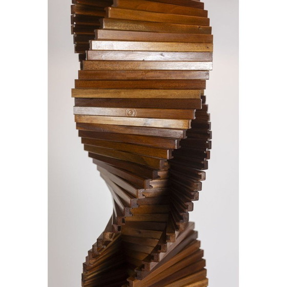 Image 1 of Base de lampe sculpturale vintage en bois verni, France 1980