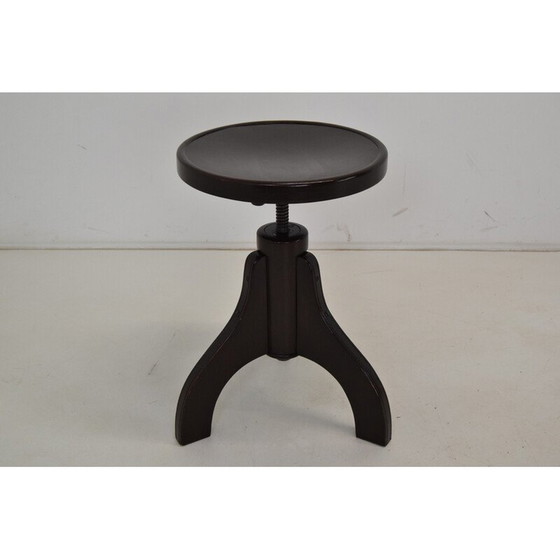 Image 1 of Tabouret pivotant vintage en bois pour Thonet, Tchécoslovaquie, années 1940