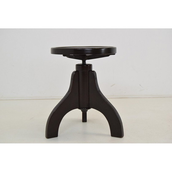 Image 1 of Tabouret pivotant vintage en bois pour Thonet, Tchécoslovaquie, années 1940