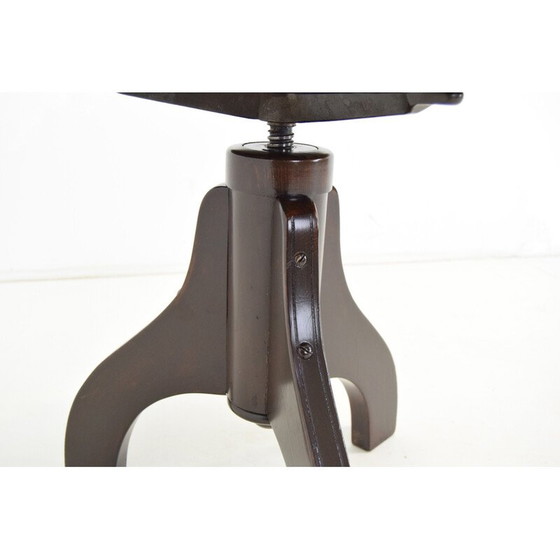 Image 1 of Tabouret pivotant vintage en bois pour Thonet, Tchécoslovaquie, années 1940