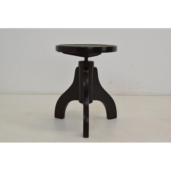 Image 1 of Tabouret pivotant vintage en bois pour Thonet, Tchécoslovaquie, années 1940