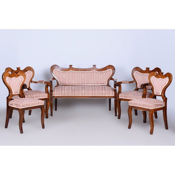 Image 1 of Ensemble de sièges Biedermeier en chêne et noyer, Autriche 1840