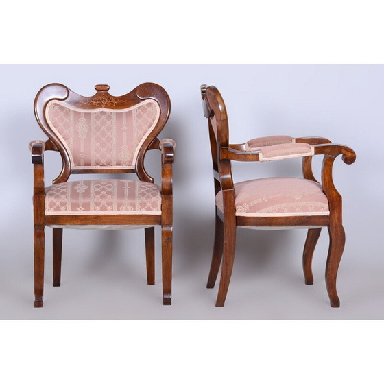Image 1 of Ensemble de sièges Biedermeier en chêne et noyer, Autriche 1840