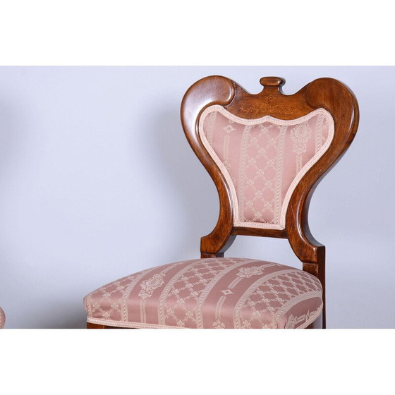Image 1 of Ensemble de sièges Biedermeier en chêne et noyer, Autriche 1840
