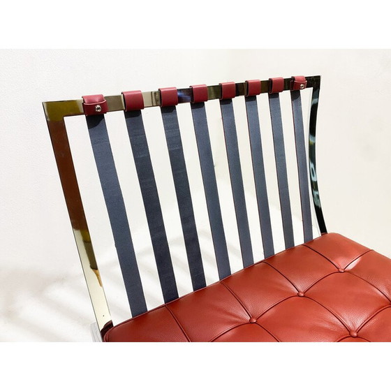 Image 1 of Paire de fauteuils Barcelona en cuir bourgogne vintage par Mies Van Der Rohe pour Knoll, 1990