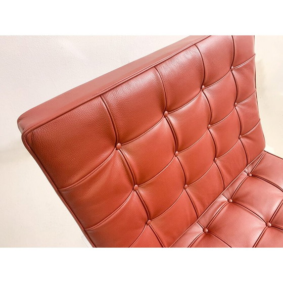 Image 1 of Paire de fauteuils Barcelona en cuir bourgogne vintage par Mies Van Der Rohe pour Knoll, 1990