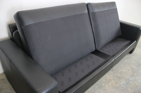 Image 1 of Cor Conseta Canapé trois places Designer Canapé en cuir véritable noir
