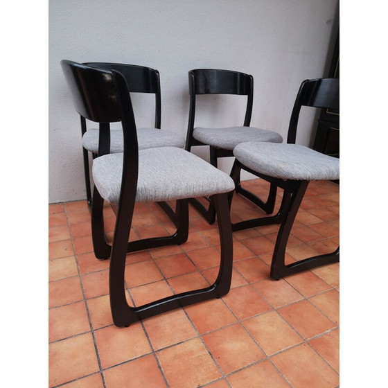 Image 1 of Ensemble de 4 chaises de traîneau vintage de style Baumann, 1970