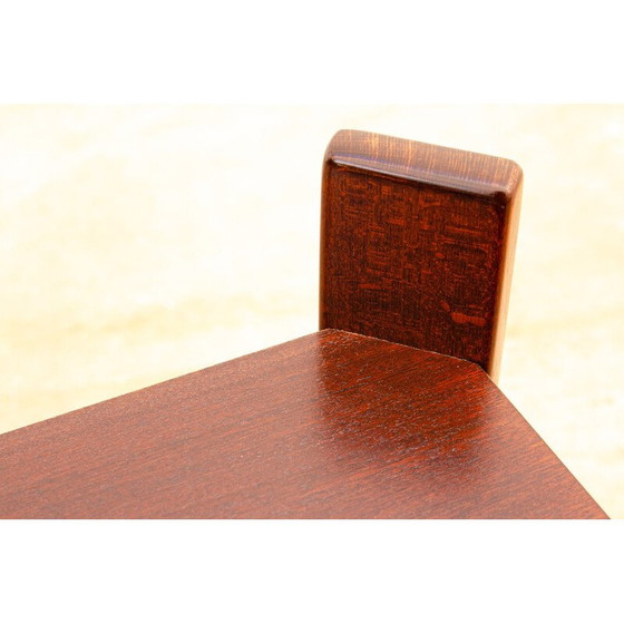 Image 1 of Table d'appoint vintage en acajou sur roulettes, Tchécoslovaquie 1980