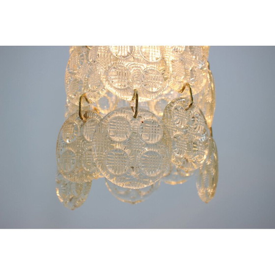 Image 1 of Lampe suspendue vintage en laiton et verre par Zelezny Brod, Tchécoslovaquie 1970