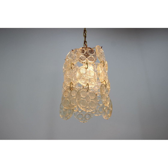 Image 1 of Lampe suspendue vintage en laiton et verre par Zelezny Brod, Tchécoslovaquie 1970