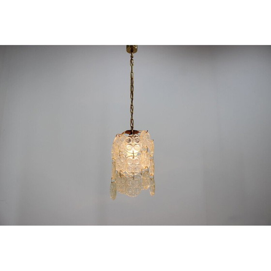 Image 1 of Lampe suspendue vintage en laiton et verre par Zelezny Brod, Tchécoslovaquie 1970
