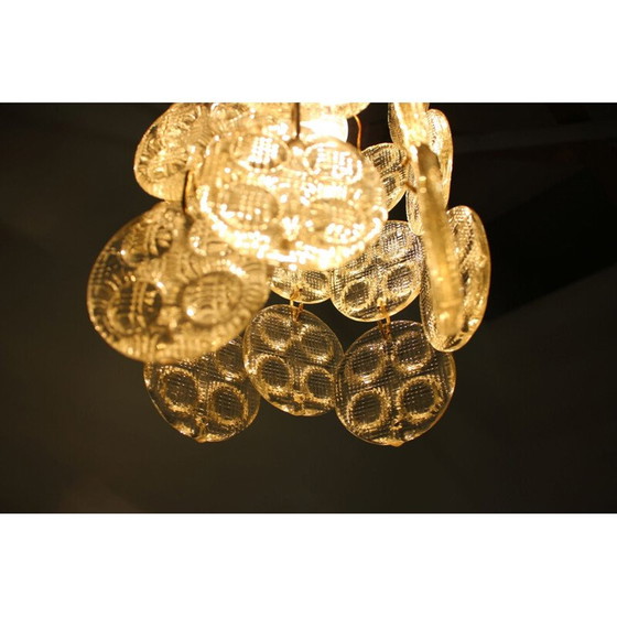 Image 1 of Lampe suspendue vintage en laiton et verre par Zelezny Brod, Tchécoslovaquie 1970
